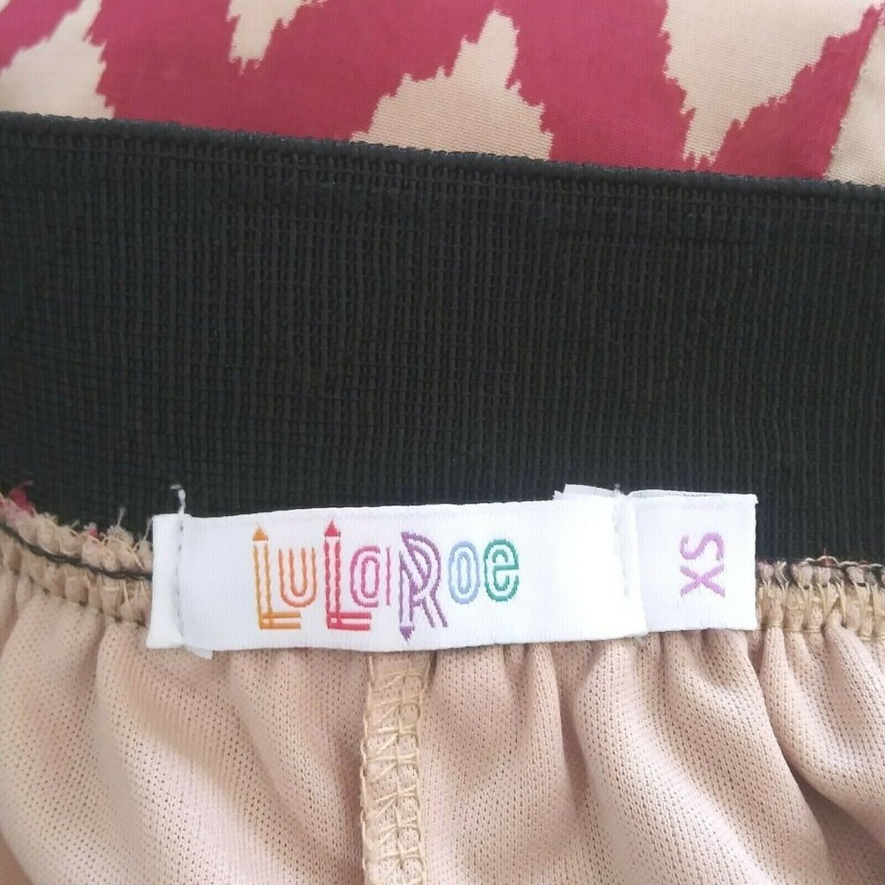 LuLaRoe Womens Maxi Skirt Size XS Zigzag Chevron Pink Cream Elastic Waist - Picture 6 of 8